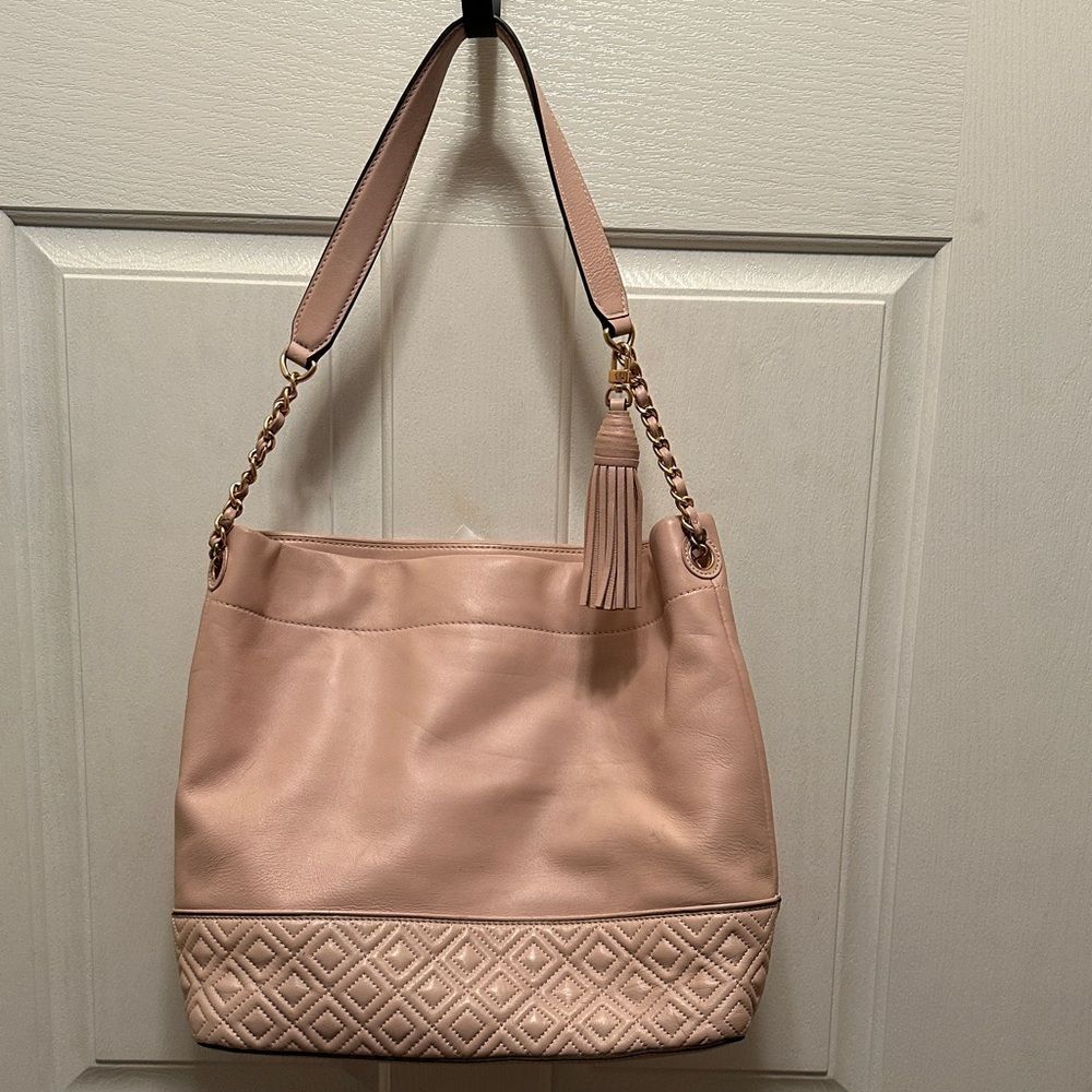 Tory Burch Blush Pink Soft Leather Shoulder Bag Classic Beautiful Chic Stylish - Picture 8 of 11